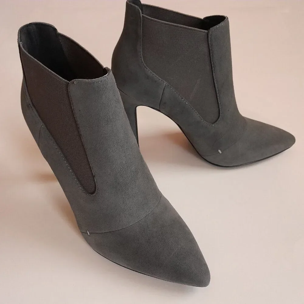 H by Halston Regina Women’s Gray Pointed Toe Stiletto Heel Ankle Booties Size 5M
